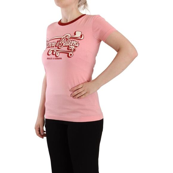 Dolce & Gabbana Pink Cotton Short Sleeves Crewneck T-shirt Women's Top